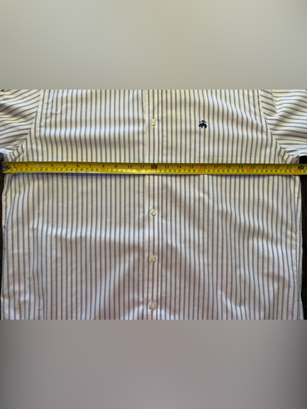 Brooks Brothers Regular Fit L Blue White Stripe Non-Iron Button-Down Shirt - Picture 6 of 9